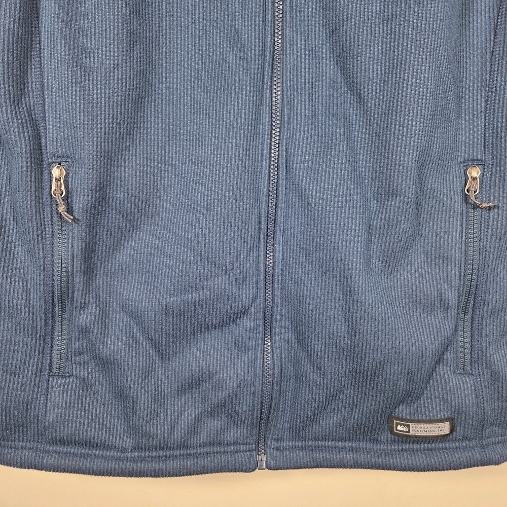 REI Fleece Vest Mens L Blue Polartec Full Zip Ribbed Texture Gorpcore Outdoors - Picture 3 of 9